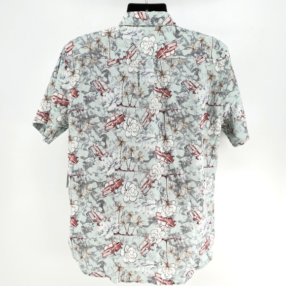 Berkley Jensen Linen Blend Hawaiian Shirt Car Palm Tree Short‎ Sleeve Mens L - Picture 3 of 8